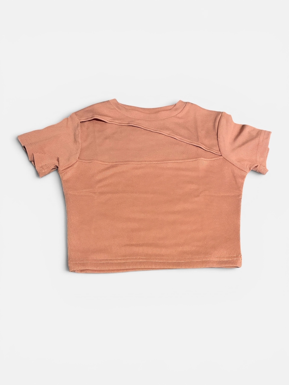 Ribbed Cropped Tee in Peach - Women's Short Sleeve Top